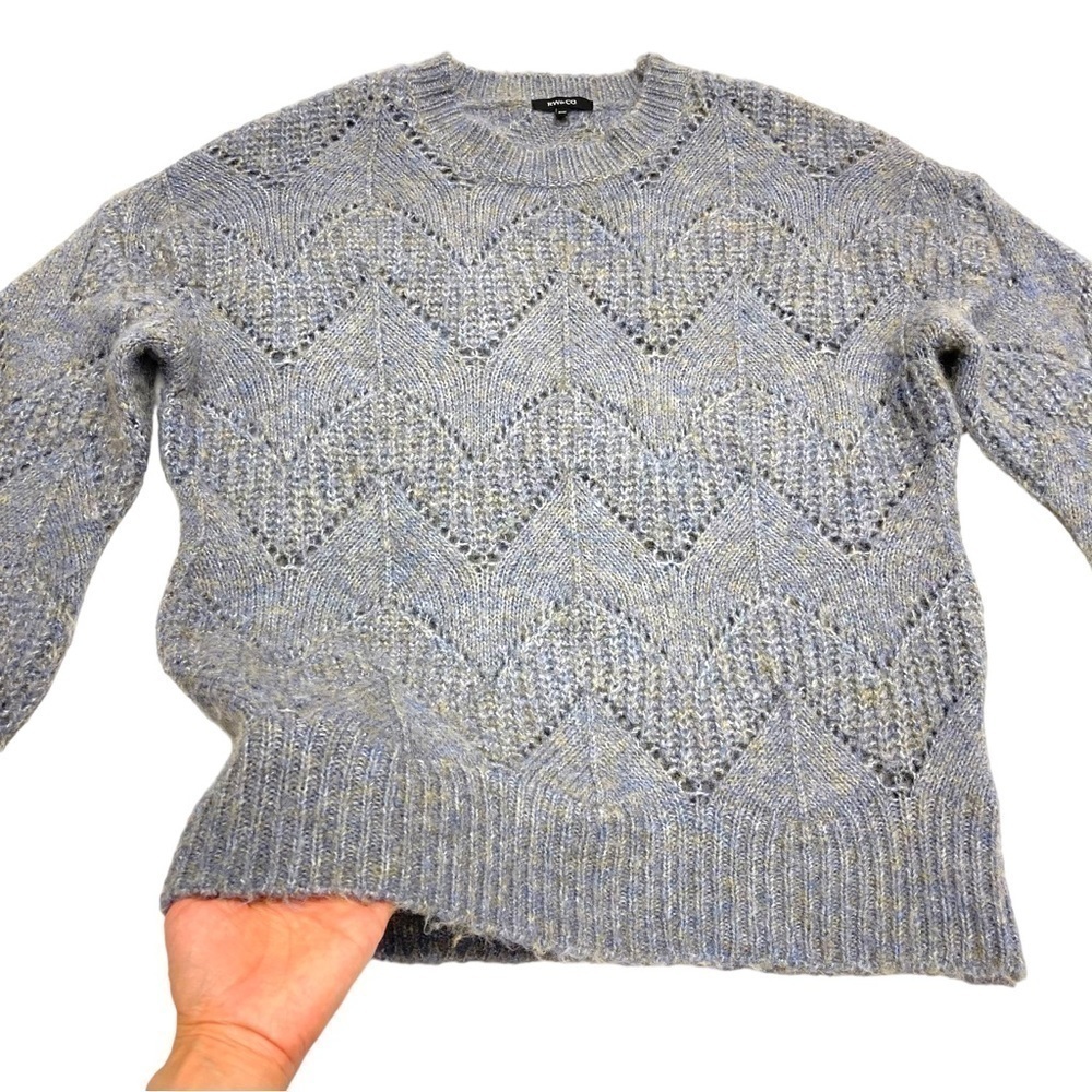 Reitmans knitted fuzzy sweater grey green size M - Picture 10 of 12
